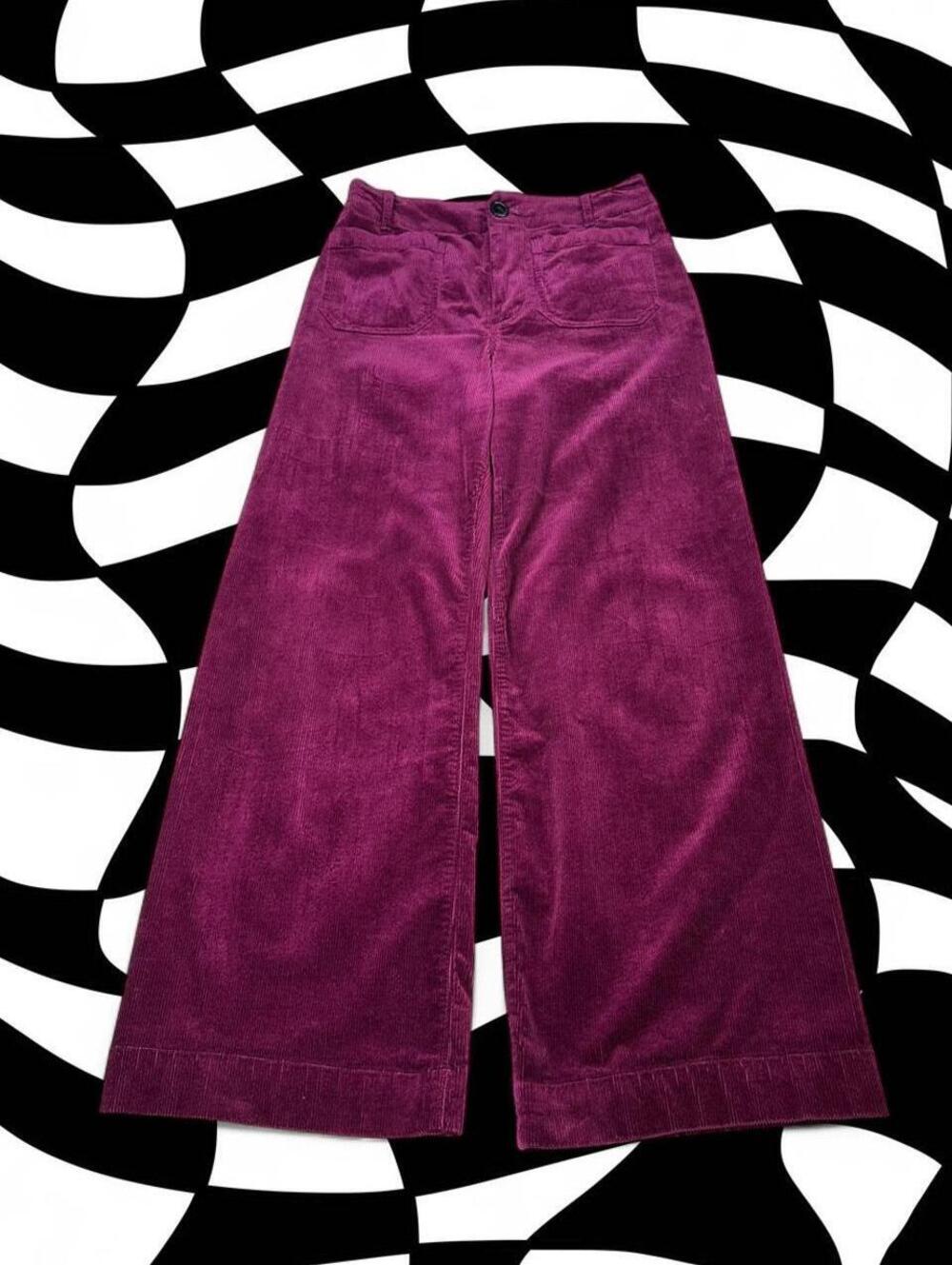 Anthropologie Maeve Burgundy Corduroy Wide Leg Pants Size 29